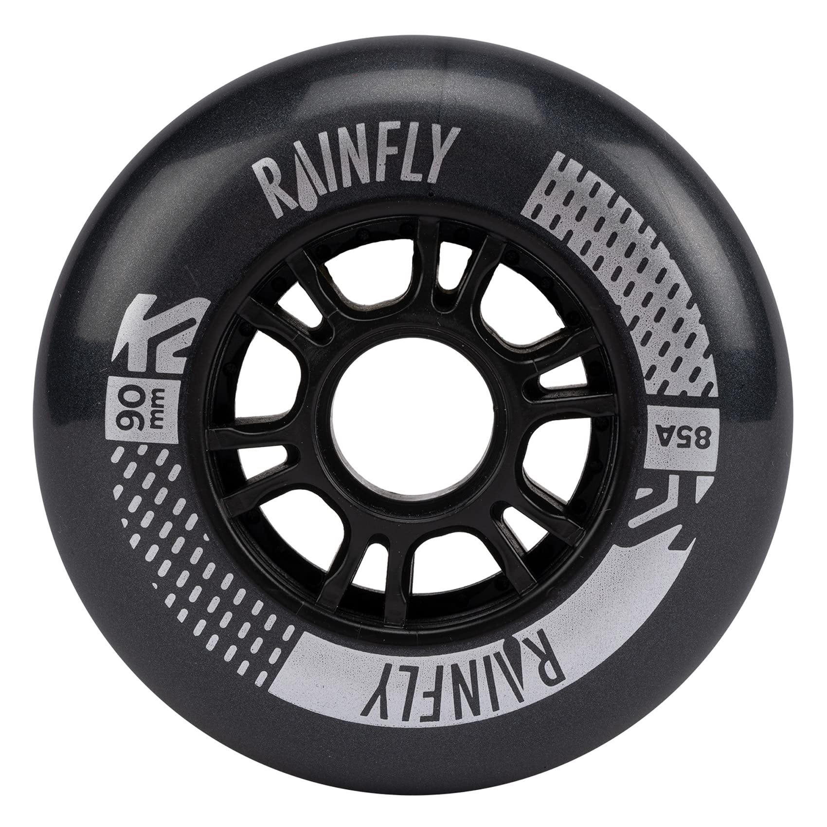K2 Rainfly Skate 90 mm - 4 Pack Unisex - Adult Inline Skate Wheels - Black - 30G3090
