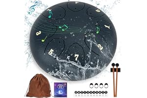 OUTUO Steel Tongue Drum: 6 Inch 8 Notes Rain Instrument for Outdoor Use, Handpan for Kids, Sound Healing Meditation (Navy Blue)