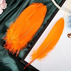THARAHT 120pcs Orange Goose Feathers Natural Bulk