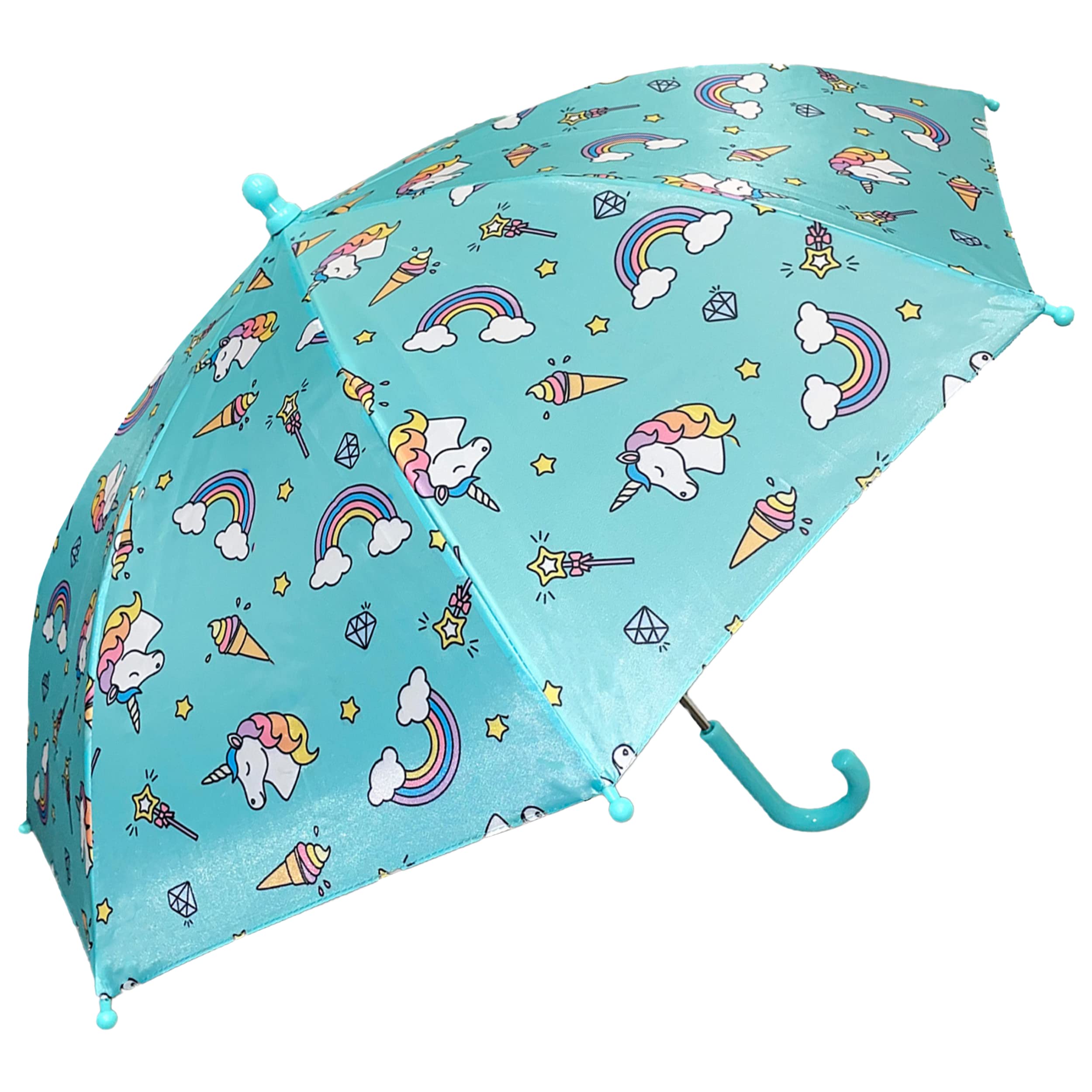 The Weather Station Children's Rain Umbrella, Manual Metal Folding Stick Umbrella, Windproof, Lightweight, Full Coverage Arc