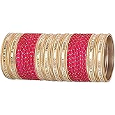 Touchstone Colorful Bangle Collection Indian Bollywood Sequins Touch Textured Color Wrist Beautifier Designer Jewelry Bangle Bracelets. Set of 48 in Antique Gold Tone for Women