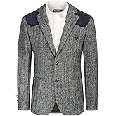 PJ PAUL JONES Men's Blazer Herringbone Tweed Sport Coats Two Button Wool Blend Formal Jacket