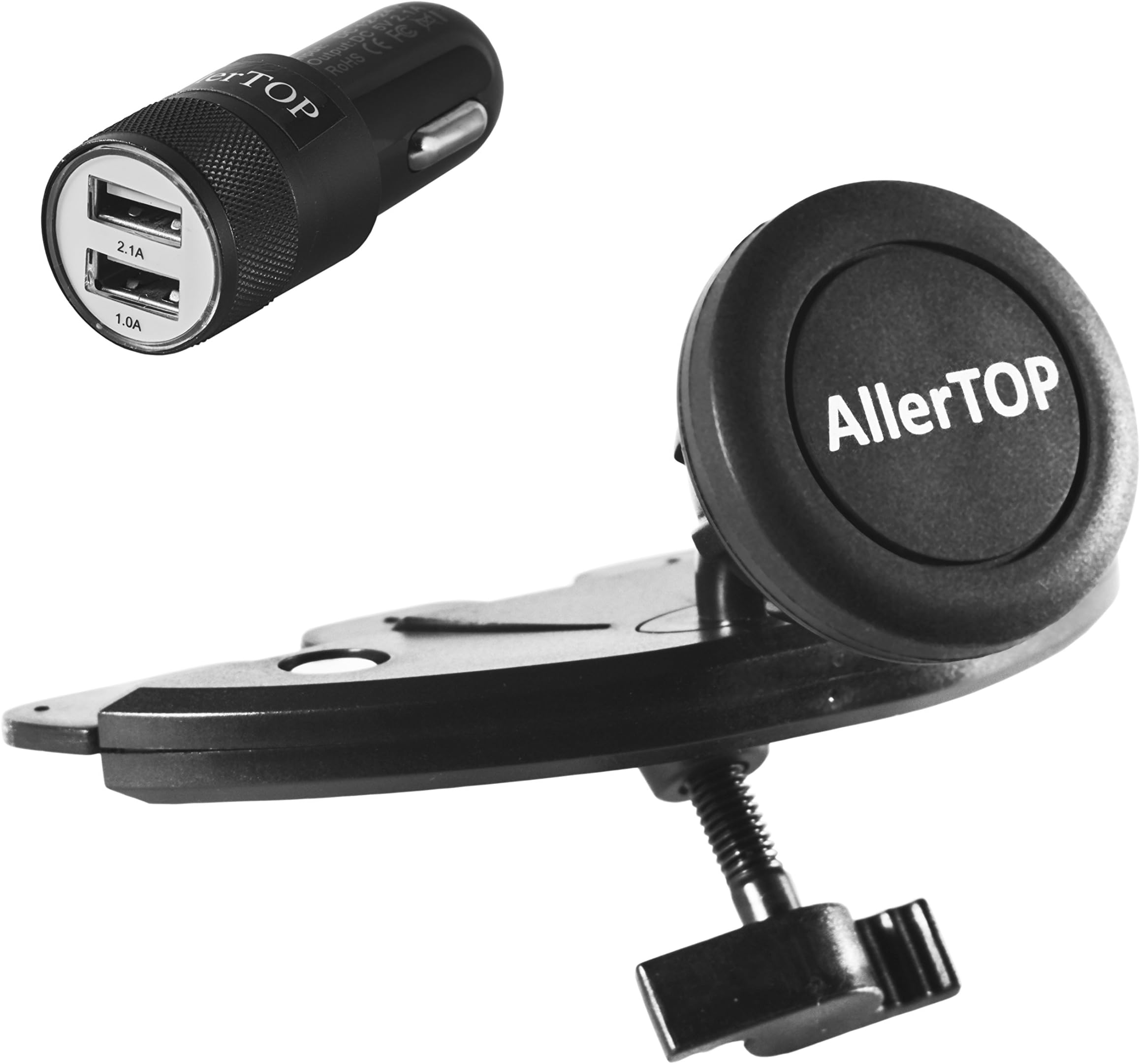 AllerTOP CD Slot Car Mount Universal Phone Holder + High Power Dual Ports 3.1A Car Phone Charger - for All iPhone, Samsung, Galaxy, Huawei, LG Models and Many More
