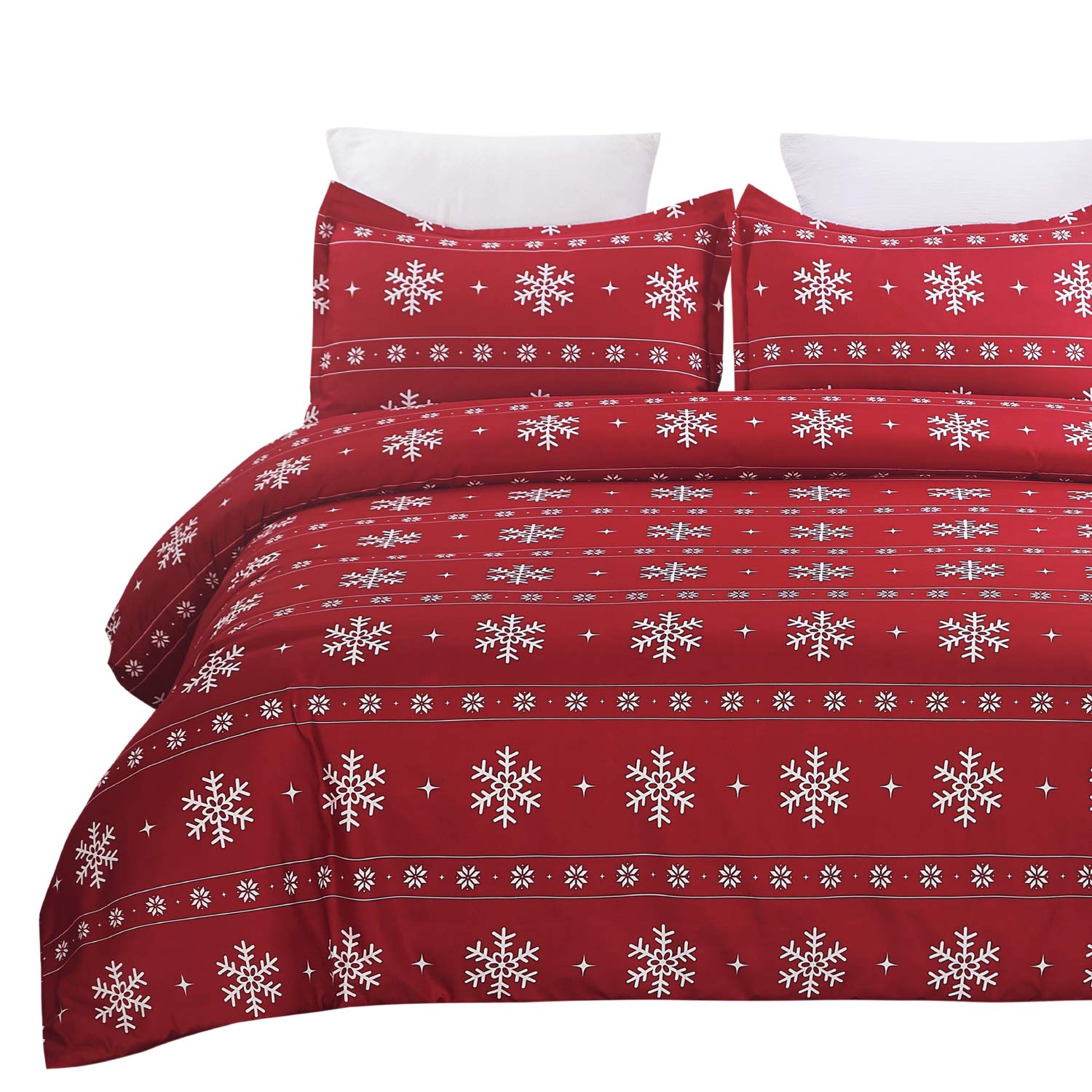 Vaulia Lightweight Microfiber Duvet Cover Set, Snowflake Pattern Design