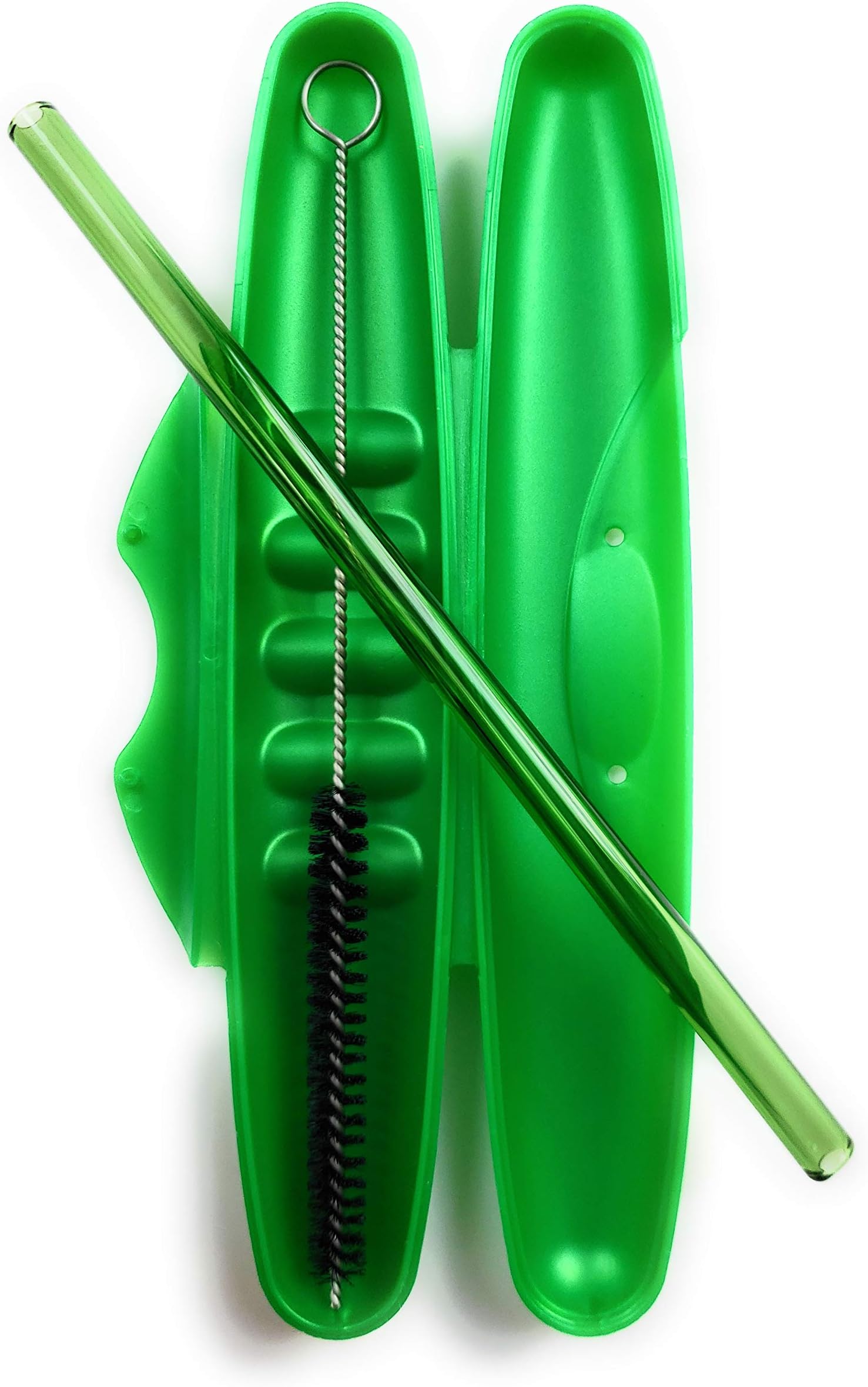 Reusable Glass Drinking Straw with Travel to Go Protective Carrying Case Holder and Cleaning Brush | Perfect for Home, Office or Gift | Straight 8 in x 9.5 mm Healthy, Eco Friendly (Going Green)