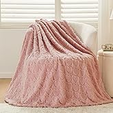 NEWCOSPLAY Super Soft Throw Blanket Dusty Pink Love Premium Silky Flannel Fleece 3D Heart Checkered Lightweight Bed Blanket All Season Use (Dusty Pink Love, Throw(50"x70"))