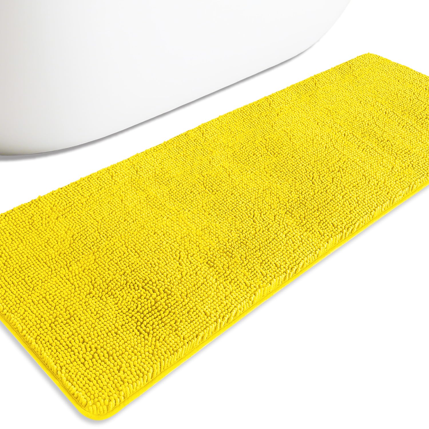 PureSwan Bathroom Runner Rug 24 x 72 Non Slip – Extra Long Bath Mat | Absorbent and Washable Thick Chenille Runner Rug for Bathroom, Shower, Tub, Sink(Yellow) Image