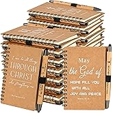 INSADA Christian Prayer Journal Spiral Notebooks Bulk with Pens - Small Notepads (4.13”x5.43”) - christian Gifts for Women men,Church Members & Bible Study Groups (30 sets Brown)