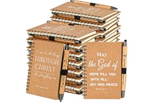 INSADA Christian Gifts Prayer Journal Christian Spiral Notebooks Bulk Journals with Christian Pens for Teachers Students Friends Colleagues Family Christmas Gifts(30 sets Brown)