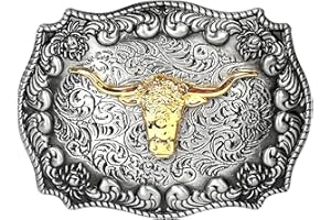 Long Horn Bull Western Belt Buckle Golden Rodeo Texas Cowboy Large Western buckles