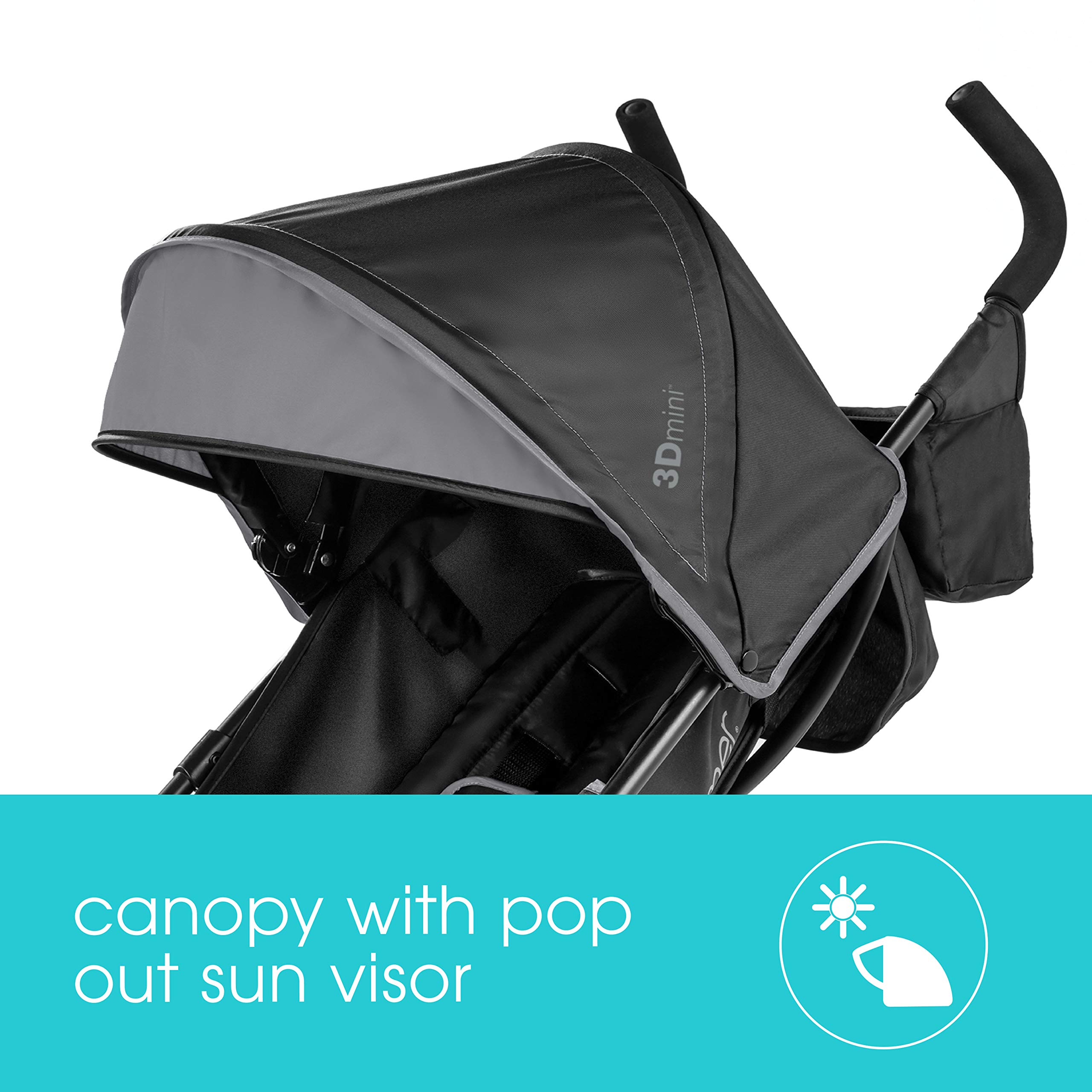 Summer Infant, 3D Mini Convenience Stroller – Lightweight Stroller & Pop 'N Sit Portable Booster Chair, Floor Seat, Indoor/Outdoor Use, Compact Fold, Grey