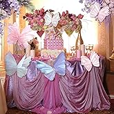 Ebrima 6 Pcs Giant Artificial Butterfly, 12” & 20” 3D Butterflies Decorations, Silk Butterfly for Party Birthday Wedding Baby Shower Garden Home