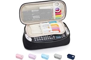 SPACEMATE Pencil Case Pouch Bag School Supplies for Girls and Boys, Large Big Capacity Aesthetic Pen Case, Simple Zipper Stationery Bag for Women Men Adults, Black, 1800ml