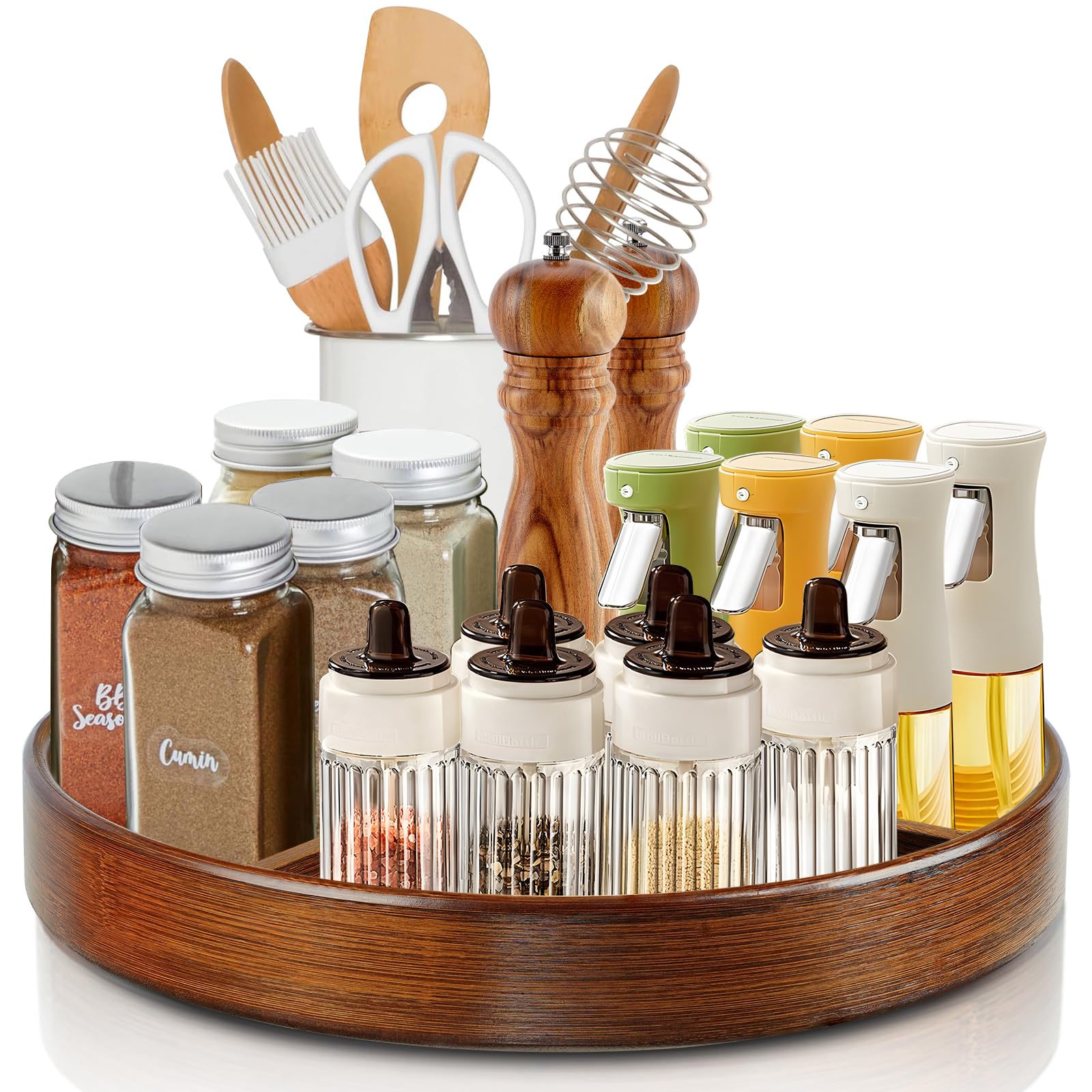 Photo 1 of 11" Lazy Susan Turntable Organizer, Wood Lazy Susan for Cabinet, Dining Table, Bathroom, Pantry, Kitchen Countertop, Coffee Bar Storage Home Decor