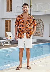 HISDERN Men's Hawaiian Shirt Short Sleeve Floral