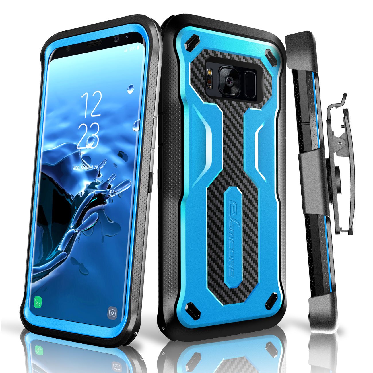 Galaxy S8 Rugged Case, eSamcore Samsung Galaxy S8 Slim Protective Case with Heavy Duty holster [Without Built in screen protector] 5.8 Inch [2017 Release] [BLUE]
