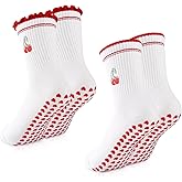 GIAG.IO Cute Pilates Socks with Grips for Women Non-slip Grippy Yoga Sock Crew Size 7-9 for Barre Ballet Barefoot Workout