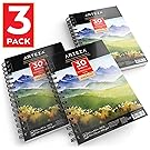 Arteza Watercolor Pad, 3 Pack, 5.5"X8.5" Painting & Drawing Paper Sketchbooks, 90 Sheets Total, 140 lb./300gsm Cold Pressed Paper, Acid Free, Perfect for Wet, Dry & Mixed Media Painting