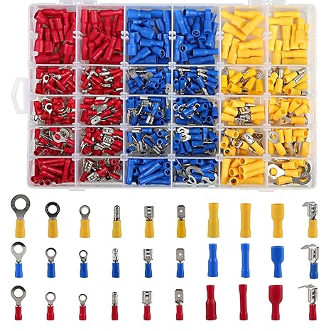 LIHAO 480x Isolierte Kabelschuhe Anschlussklemme Drahtklemmen Quetschverbindern Steckverbinder Crimpverbinder Sortiment Kit