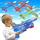 Lulu Home 3 Packs Airplane Launcher Toys, 13.6" LED Foam Glider Catapult Planes with 2 Flight Modes for Boys and Girls, Toy Gift for 4 5 6 7 8 9 10 11 12 Year-Old Kids