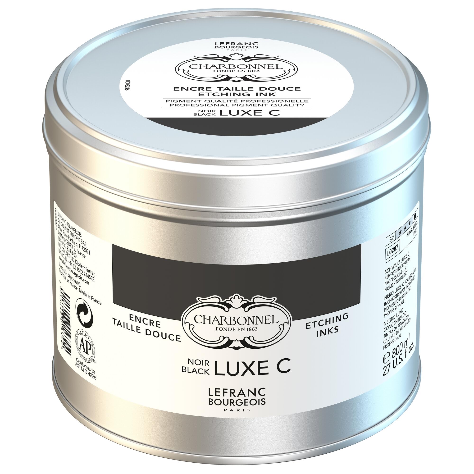 Lefranc Bourgeois Charbonnel Professional Etching Traditional Ink, 800ml (27.05-oz) Black Luxe C