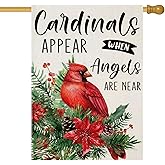 EKOREST Christmas Memorial House Flags for Outdoor Decoration, Xmas Cardinal Appear When Angel ARE Near Large Yard Flag,Seasonal Winter Decorative Decor for Holiday Outside 28x40 Inch Double Sided