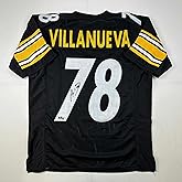 Facsimile Autographed Alejandro Villanueva Pittsburgh Black Reprint Laser Auto Football Jersey Size Men's XL