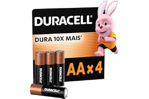 Duracell Pilha Alcalina AA – Pack com 4 Unidades – Dura até 10x Mais – Ideal para Controles Remotos, Brinquedos e Lanternas