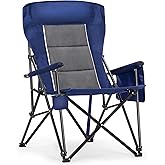 ALPHA CAMP Heavy Duty High Back Camping Chairs with Cup Holder Oversized Folding Chair Outdoor Chair with Headrest,Lawn with Side Pocket for Lawn, Sports and Fishing, 500lbs