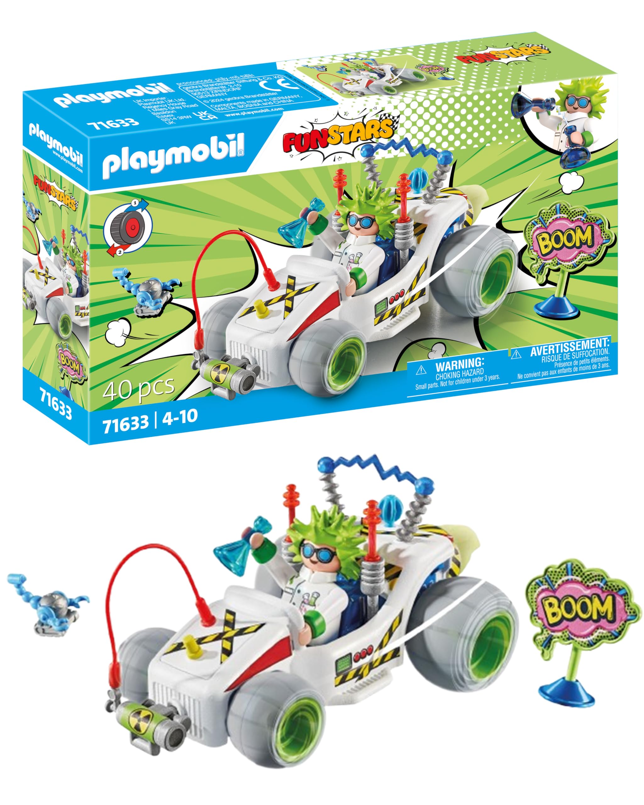 Playmobil 71633 Funstars: Racing Professor, kart with retractable motor, dynamic playset for exciting races, detailed play sets suitable for children ages 4+ — image 1