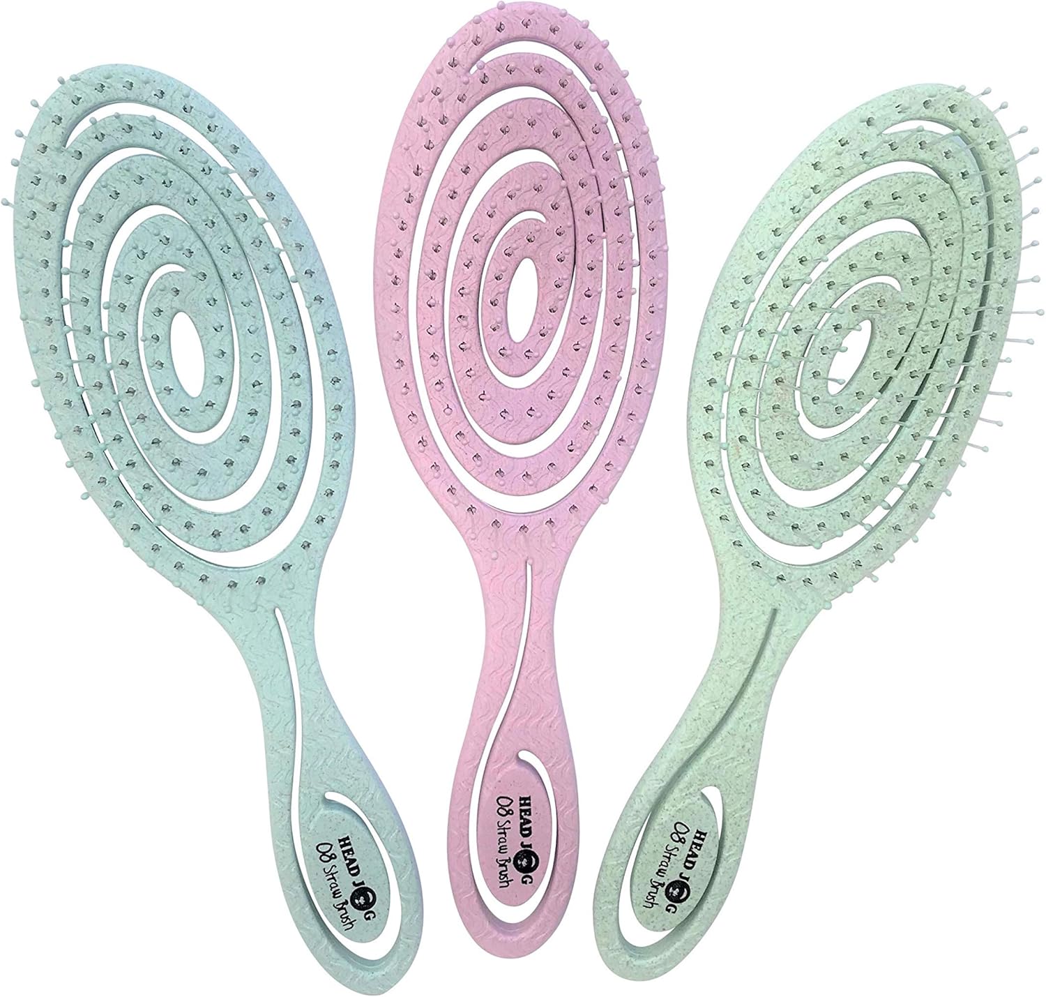 Head Jog 08 Straw Hairbrush, Flexible Soft Pin Bristles, Detangling Wet/Dry Hair, Head Massaging Pro (Mint) - Image 4
