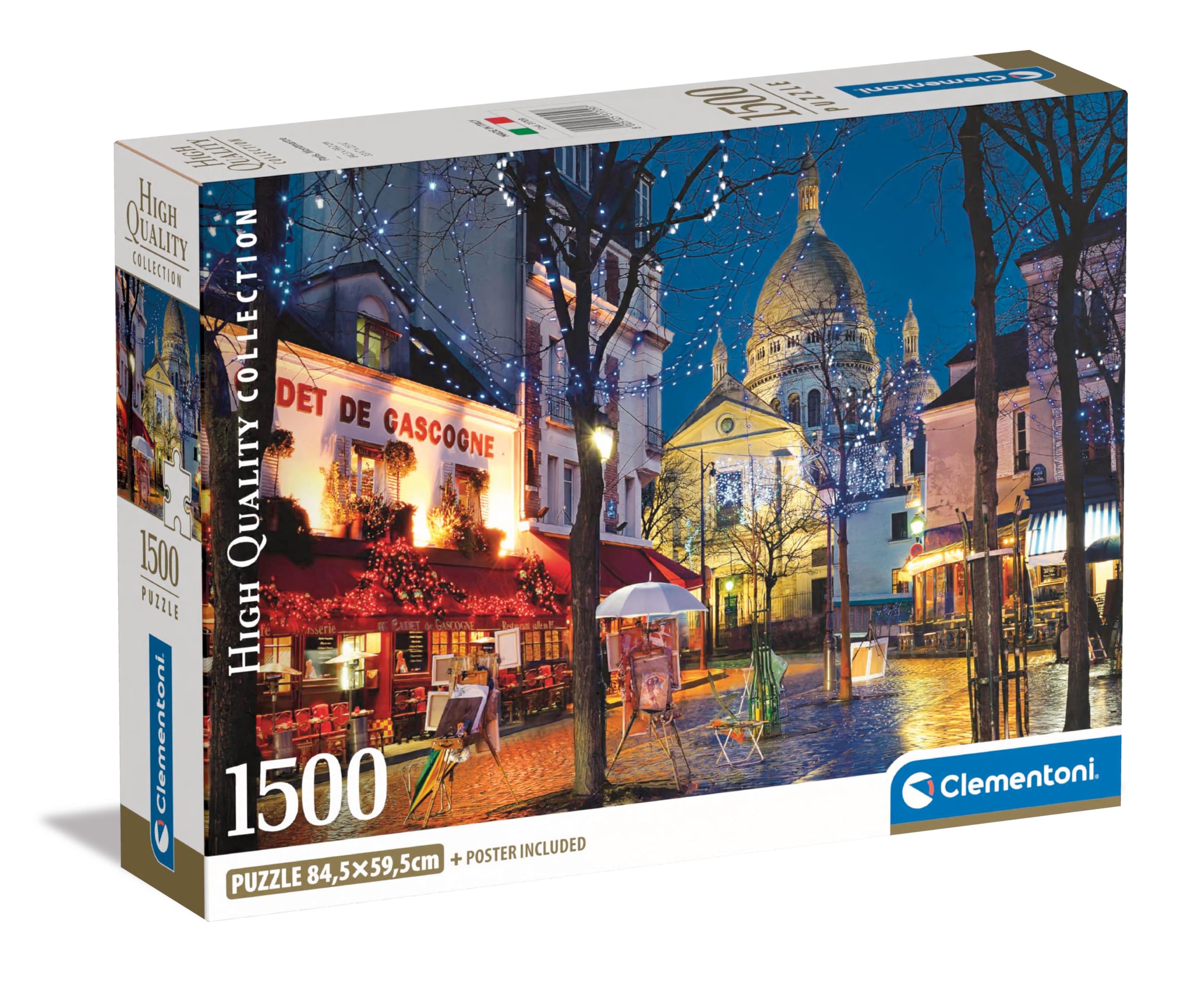 Clementoni Jigsaw Puzzle Collection - Paris Montmartre 1500 Pieces - Poster Included, Puzzle For Adults 14-99 Years, Gift For Men/Women, City, Paris, France, Made In Italy, 31709