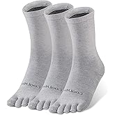 OrrinSports Toe Socks Liner Crew Socks for Men Women Coolmax Five Finger Socks 3 Pairs Running Socks