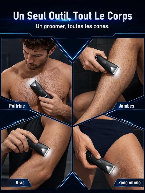 Tondeuse Corps Homme, Tondeuse Homme Partie Intime: Rasoir Homme Electrique Rechargeable,Lame en Céramique Anti Coupure, pour Partie Intime/Testicules/Pubis/Poils Pubiens, Utilisation Humide/Sèche — photo 2 sur 8