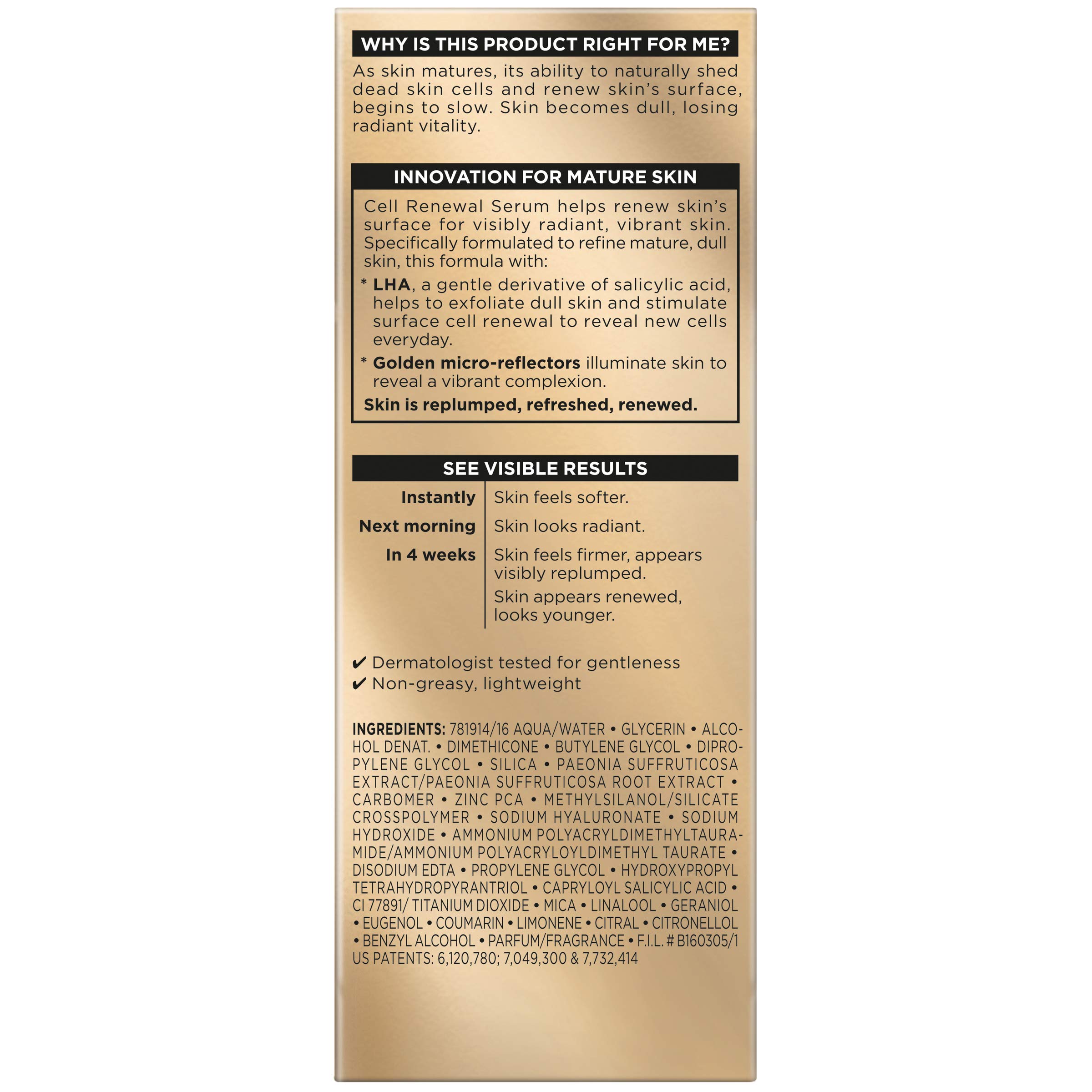 L'Oreal Paris Skincare Age Perfect Cell Renewal Golden Face Anti-Aging Serum, 1 Ounce