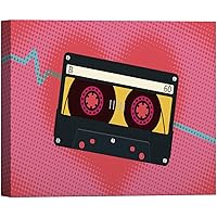 SIGNWIN Canvas Wall Art Retro Cassette Mix Tape in Red and Pink Background Music Sound Illustrations Pop Art Vintage Colorful for Living Room, Bedroom, Office - 12x18 inches