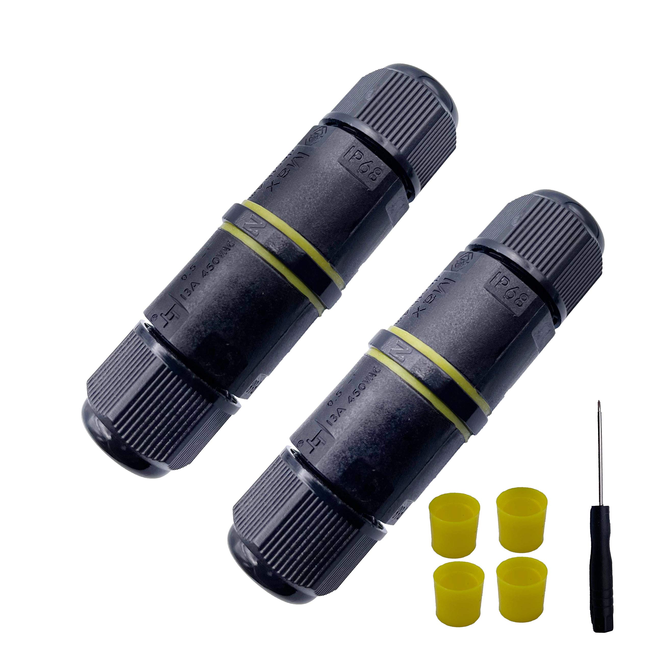 KJH-T Waterproof Junction Box Outdoor Cable Connector IP68 Connector External Sleeve Coupler (Two Pack)