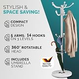 CASARIA Elegant Coat Rack with Marble Base 14 Rotatable Hangers 175cm White view 2