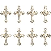 Jiali Q 40pcs Rhinestones Alloy Cross Religious Virgin Our Lady of Guadalupe Mary Rosary Beads Charms for DIY Necklace Bracelet Making