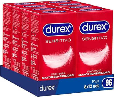 Pacote de preservativos durex soft sensitive, fino para maior sensibilidade, 96 preservativos