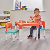 Liberty House Toys Kids Table and Two Chair Set Green Orange White 51cm view 2