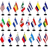 LZXING 22 Countries Spanish Speaking Desk Flags Set Small Mini Latin American Latino Stick Flags for Heritage Hispanic Month Decorations,5x8 Inch