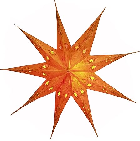Stella Di Natale Con Carta.Brubaker Stella Di Natale Stella Di Carta Con 9 Punte Arancione Batik Con Ricami Floreali In Rame Luminose Finiture 60 Cm Amazon It Casa E Cucina