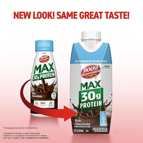 BOOST GLUCOSE CONTROL MAX 30G PROTEIN NUTRITIONAL DRINK, RICH CHOCOLATE, 11 FL OZ (PACK OF 12), PACKAGING MAY VARY
