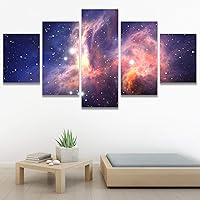 SIGNWIN 5 Panel Canvas Wall Art Astronomy & Space Cosmic Decorative Elements Dramatic Multicolor Photography for Home Decorations Ready to Hang - 60