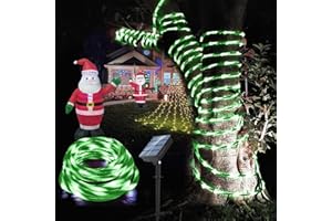 Honche Christmas Solar Rope Lights Candy Cane Design 33FT 100LED IP65 Waterproof Outdoor Xmas Decoration for Garden, Roof, Wall, Pavement (Candy Green)
