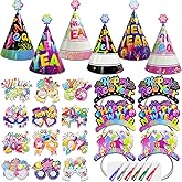 LECONCES Colorful New Years Eve Party Supplies 2026 For Kids, Happy New Year Favors-Headwear Eyeglasses, Top Hats, Party Blowers, 2026 Decorations Kit for New Year's Eve Party
