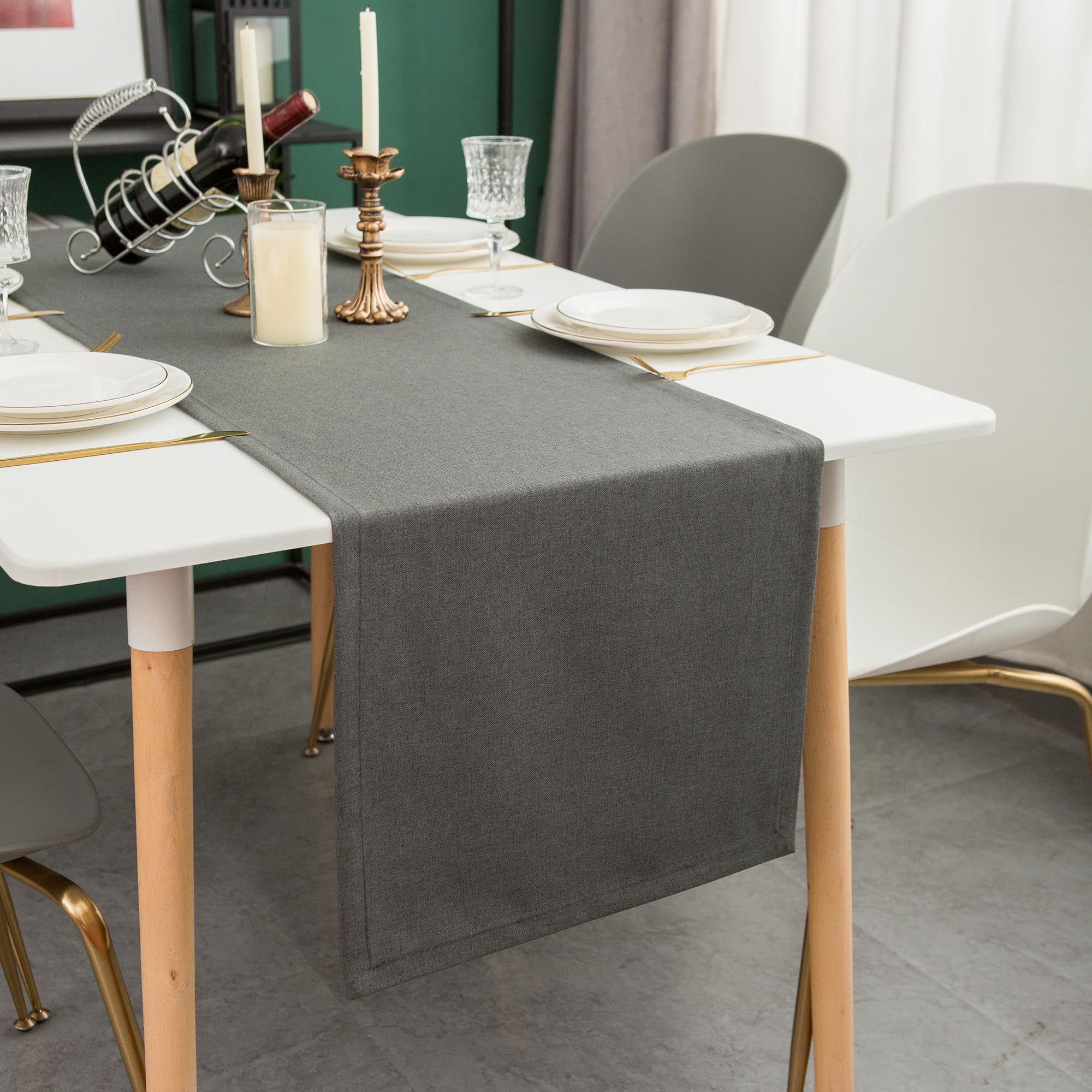 Simurq Modern Table Runner Grey Anthracite | Dining Table Runner with Lotus Effect | Water-Repellent & Washable Table Runners | Solid Color Table Decoration Outdoor (Anthracite, 30x120 cm/ca.12x47 in)