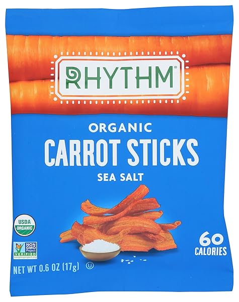 RHYTHM SUPERFOODS CARROT STICKS, SALTED, ORGANIC & NON-GMO, 1.4 OZ, VEGAN/GLUTEN-FREE VEGETABLE SUPERFOOD SNACKS