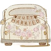Mary Frances Just Married Beaded Crossbody Handbag Clutch Bridal Car Novelty Purse, Ivory